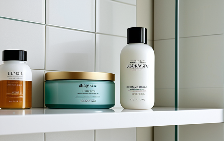 **

"Elegant, simple hair product bottle on a clean bathroom shelf, soft natural lighting, fully clothed, appropriate content, safe for work, professional product photography, focus on the bottle and its design, modest, high quality."

**