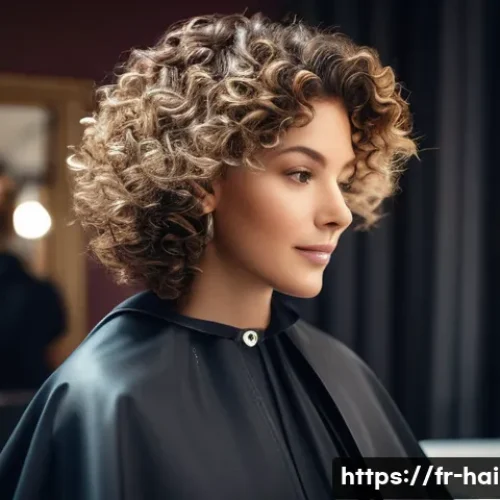 헤어디자이너 헤어컷 기술 분석 - A professional hairstylist carefully cutting thick, curly hair using classic scissors and texturizin...